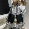 Women'S Vintage Splicing Tote Bag Large Capacity Trend Commuter Shoulder Bag