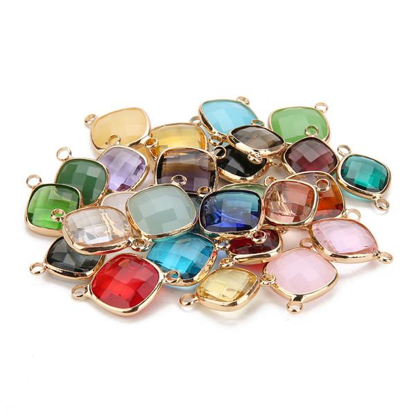 5pcs 11mm White Double Hole Glass Charms Pendants Connector for Chain Bracelets Necklace Women DIY Jewelry Making Findings