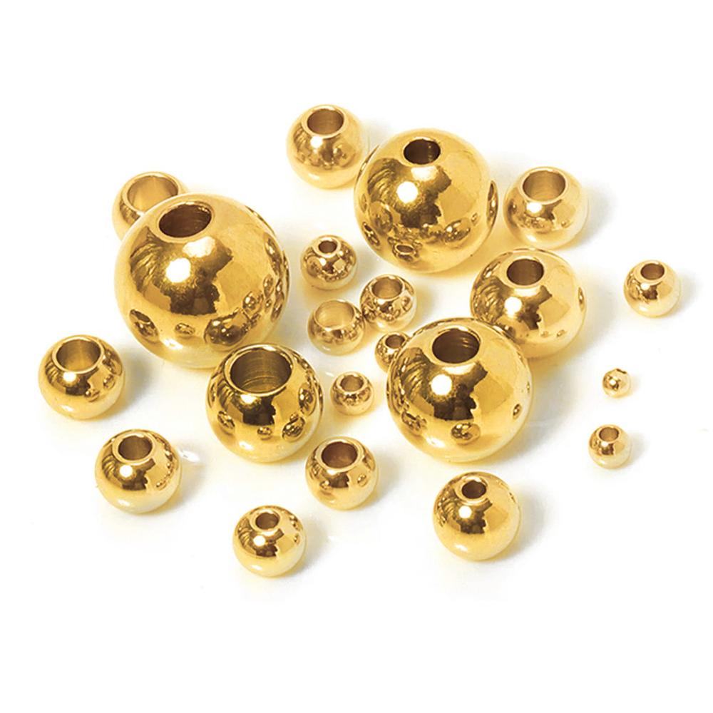 100pcs 2-8mm Stainless Steel Gold Color Spacer Beads Charm Loose Bead DIY Bracelets Necklace Beads for Jewelry Making Charms