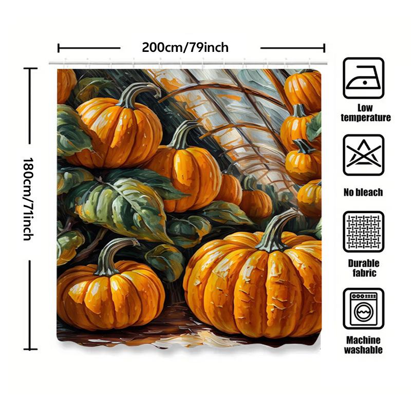 Tuniu Autumn Harvest Pumpkin Decorative Shower Curtain Floral Pattern Unique Home Decor Bathroom Curtain
