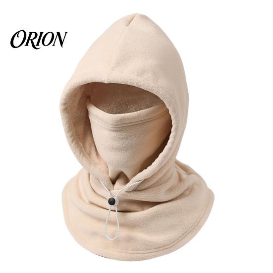 Fleece gefütterter Nackenschal Unisex Flanell Sturmhaube mit Kordelzug, Warme Skimaske Mütze, Winddichte Verstellbare Winter Radmütze Gesicht für Outdoor Wandern Dual Layer beige