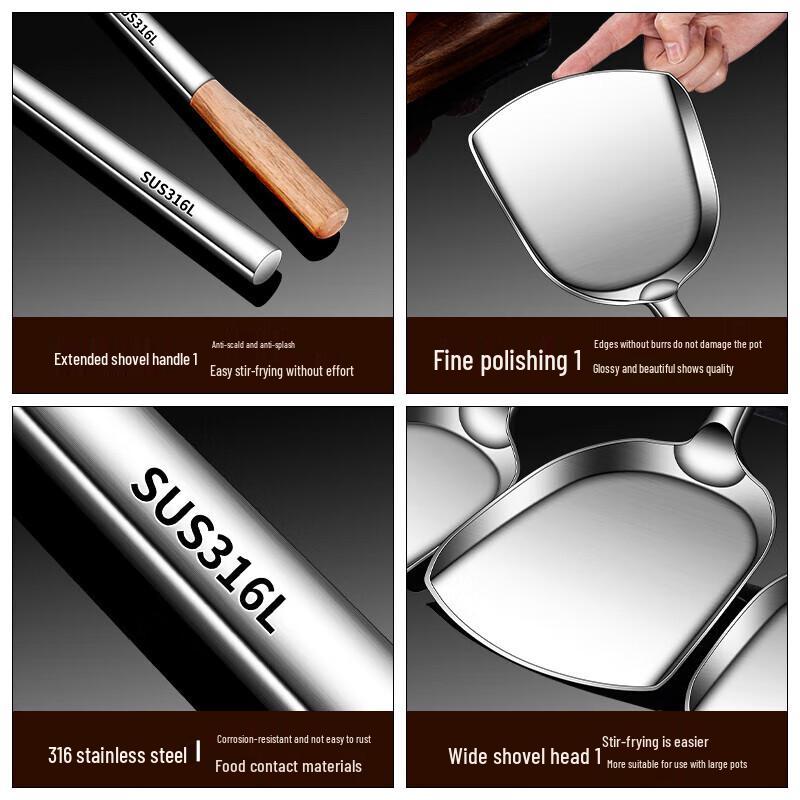 NHZHIW 316 Stainless Steel Wok Spatula