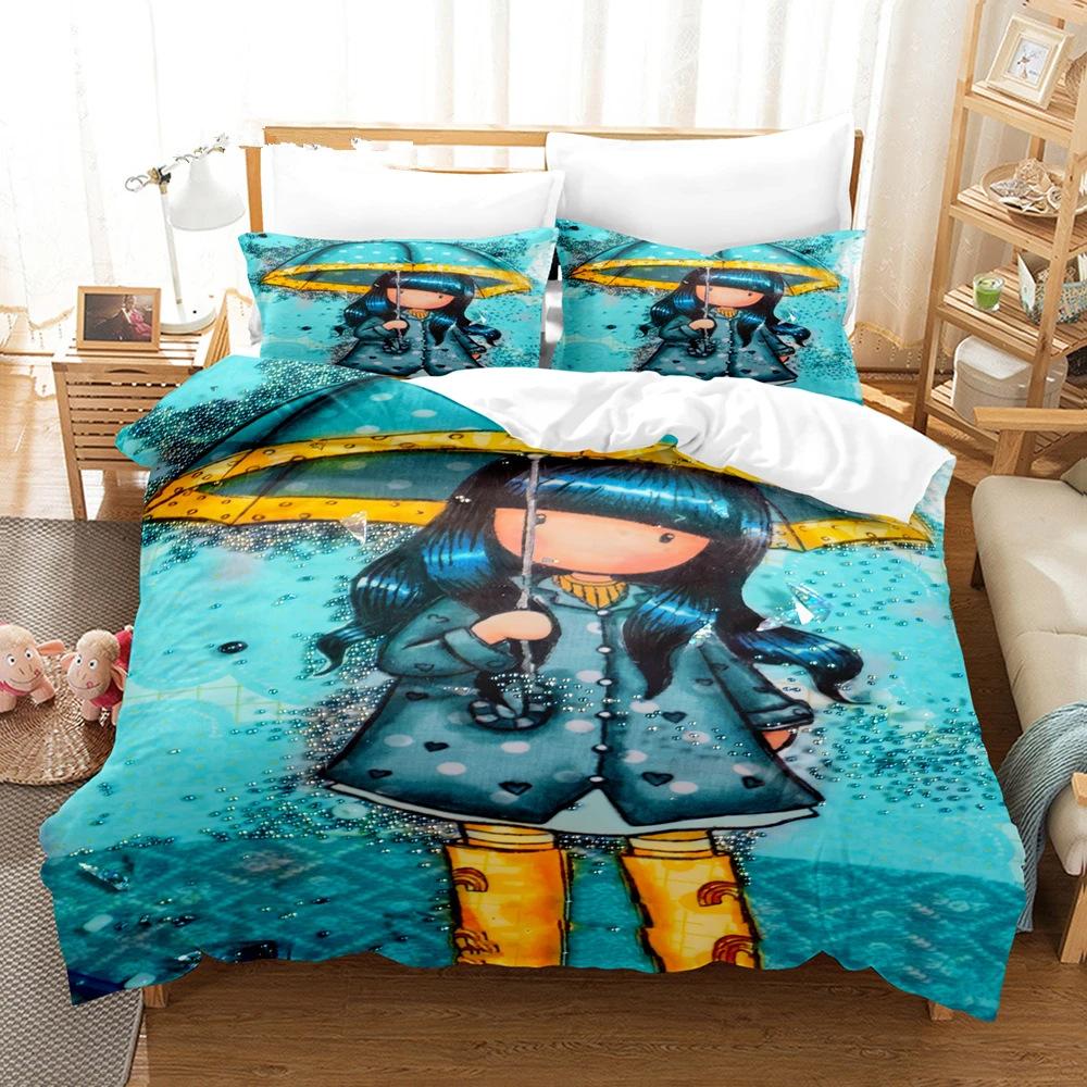 Anime Girl Down Quilt Cover Set King Bedding Set With Pillowcase Quilt Cover Three-Piece Set
