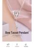 Original Design S925 Sterling Silver Bow Tassel Necklace for Women - High-End 2025 Style Clavicle Chain Accessory