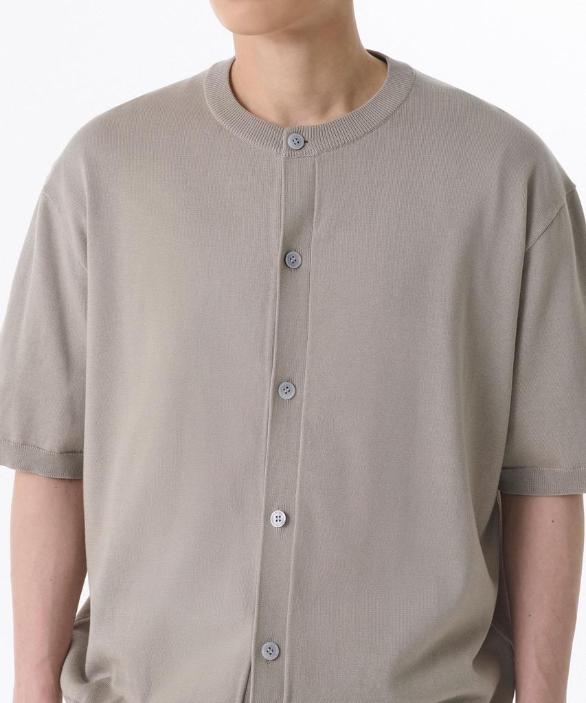 Musinsa Standard Cotton Tencel Round Neck Short Sleeve Cardigan [Light Warm Gray]