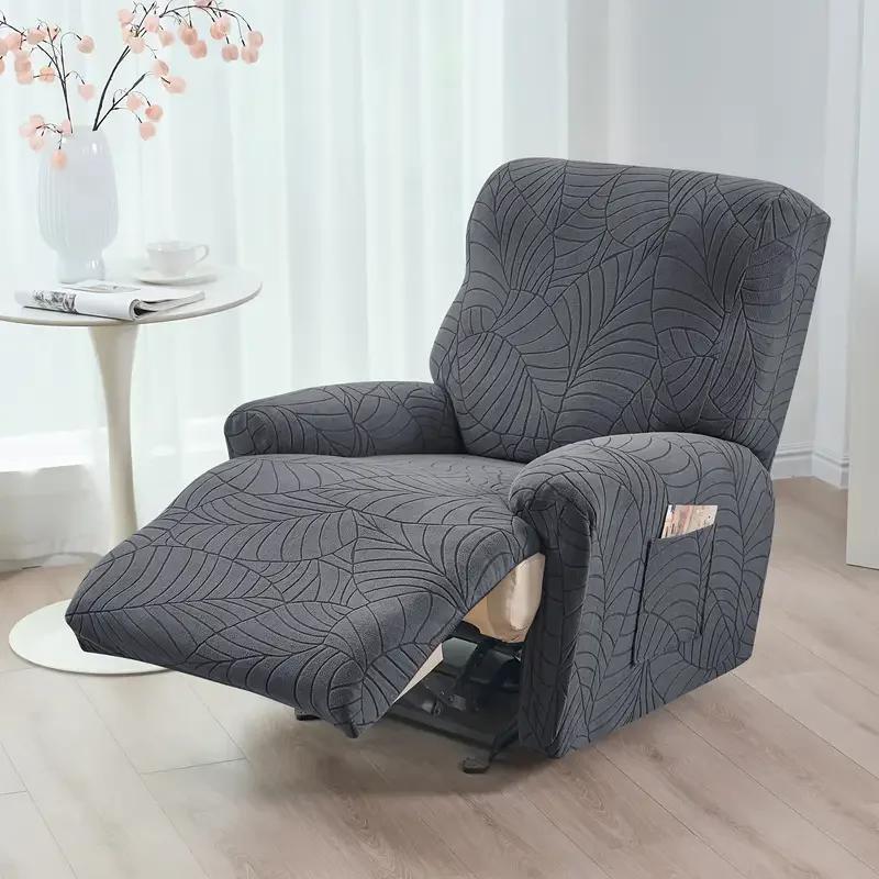 1 Seat Recliner Chair Covers Dust-Proof Elastic Armchair Slipcover Leaves Jacquard Single Sofa Slipcover For Living Room Decor