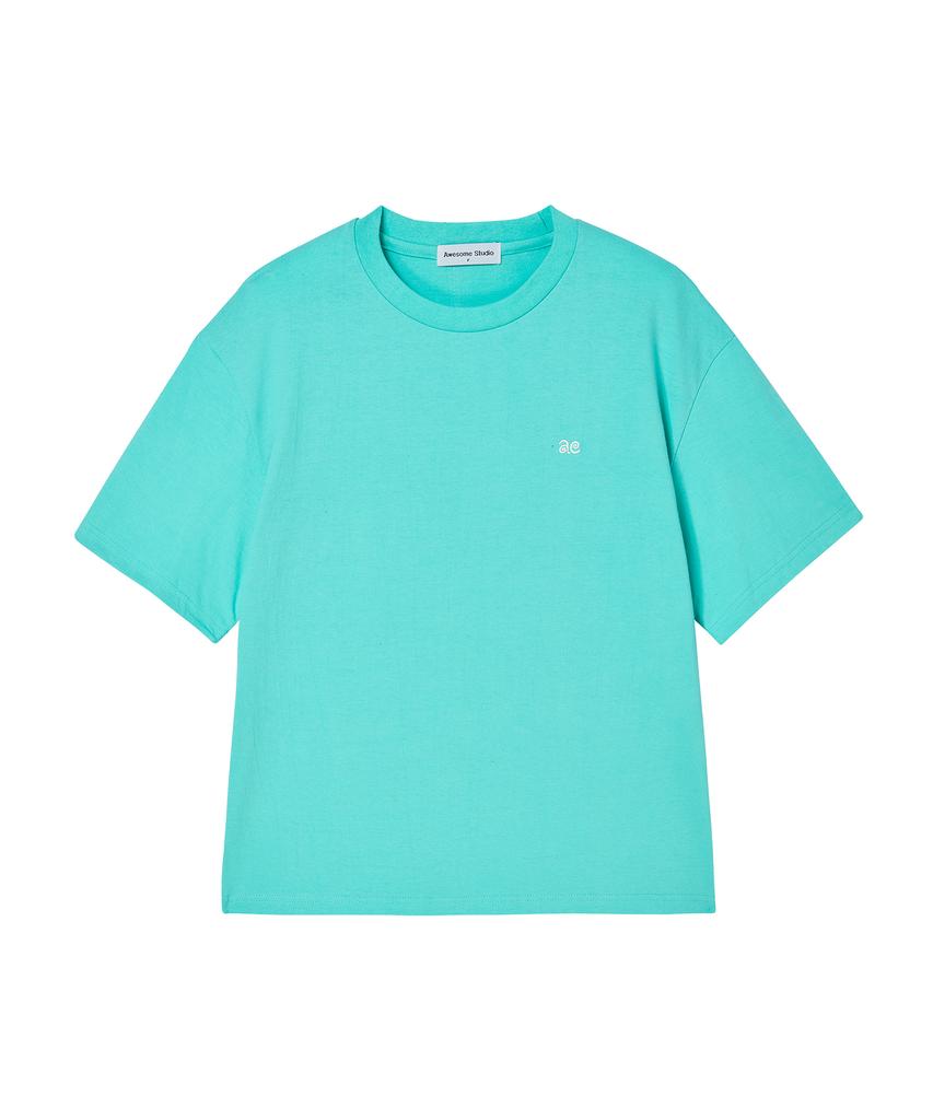 AWESOME STUDIO Color Block Roll-Up Sleeve T-Shirt Pistachio
