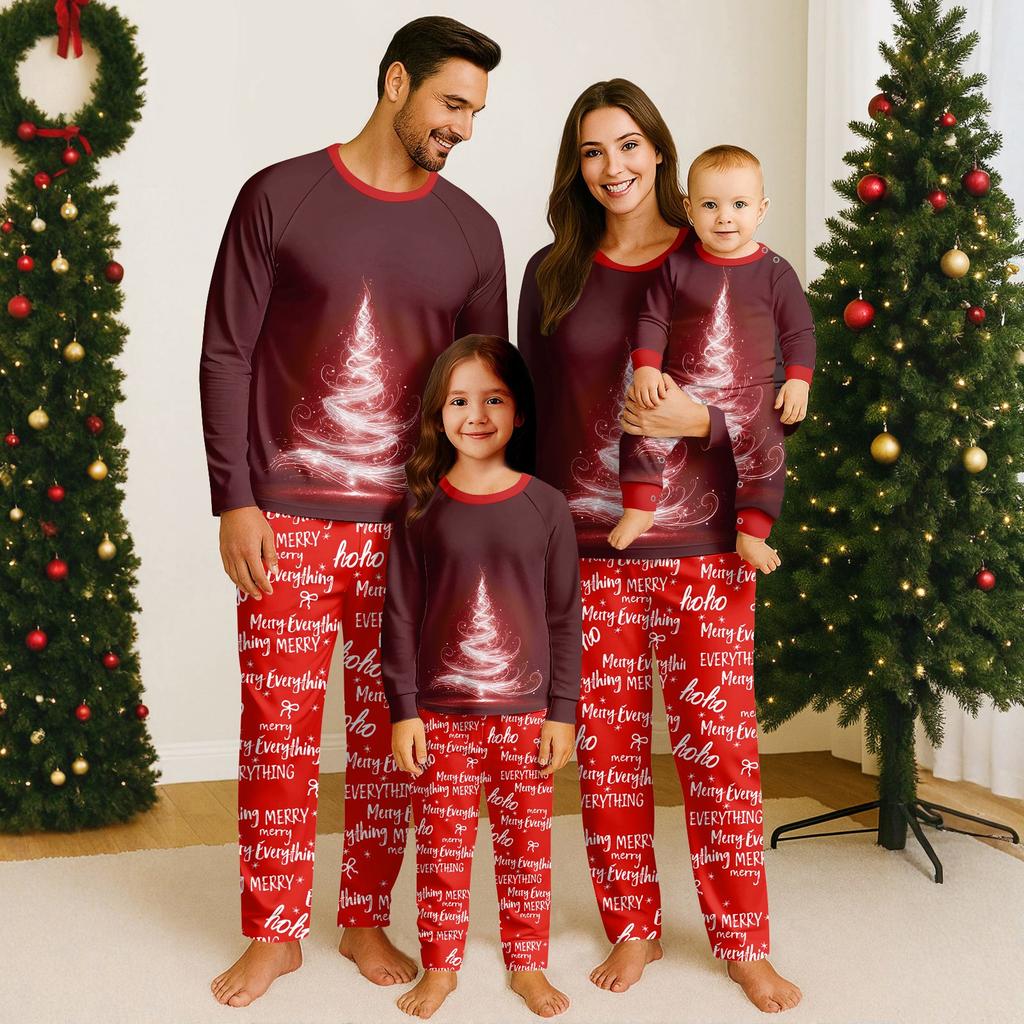 Christmas Day 3D Prints Family Matching Long Sleeve Tops+Pants Set Family Matching Sets