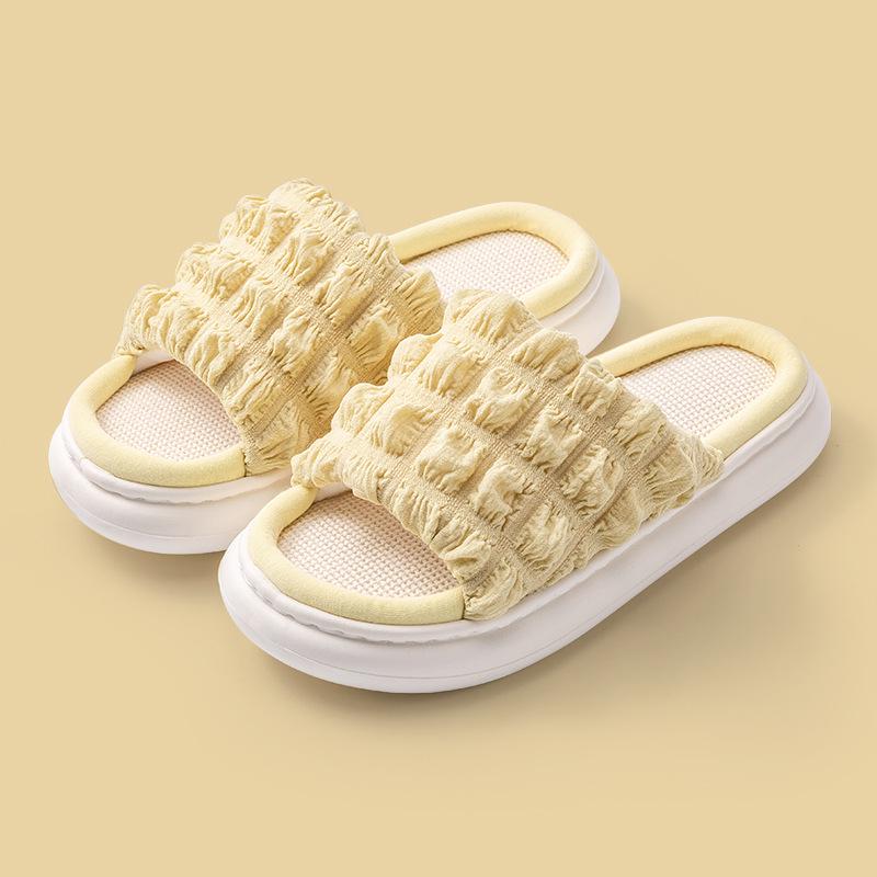 Xiaohongshu's Women's Indoor Linen Slippers: Soft, Silent, EVA Thick-Soled, Perfect for Spring and Autumn.