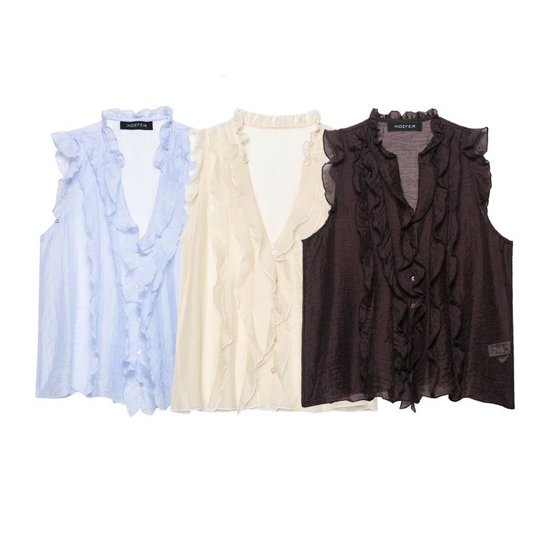 Kaslead New Arrival Women's Clothing Fashion Style Fashion Laminated Decoration Vertical Tops 5029108 423