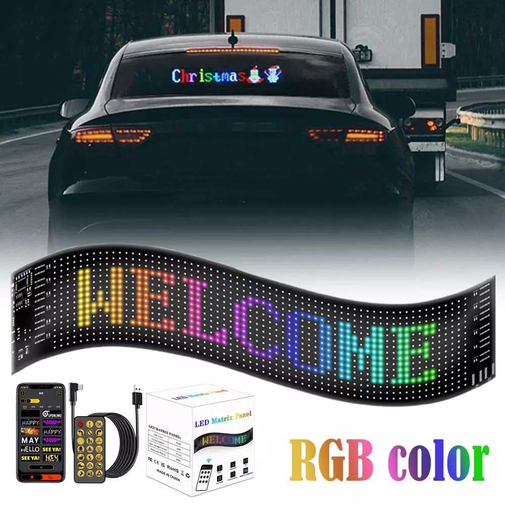 LED Flexible Rolling Advertising Sign Matrix Pixel Panel Car Sign RGB Bluetooth APP Pattern Animation Logo Display Overlength