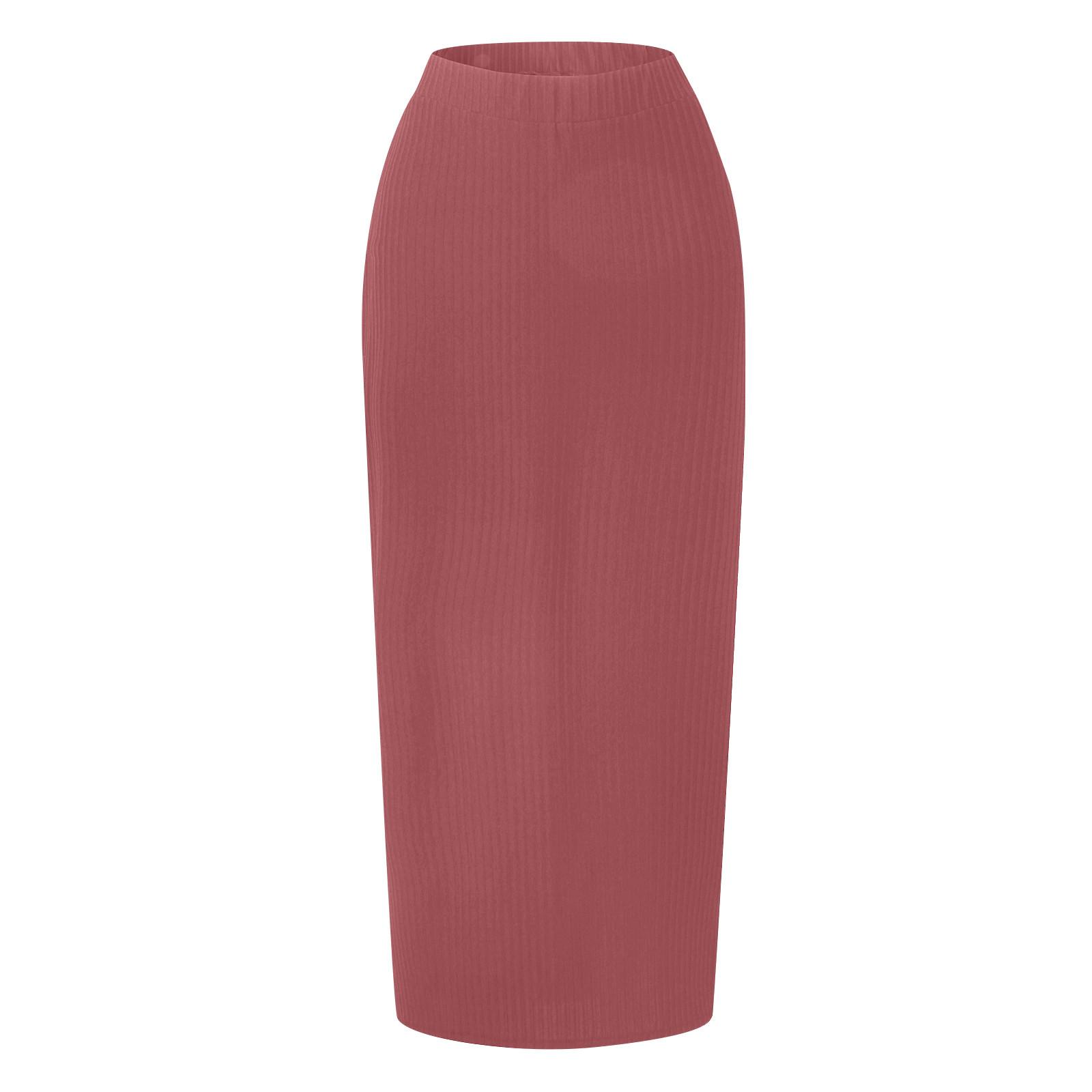 Модная женская однотонная драпированная юбка с высокой талией и эластичной талией — фото 4