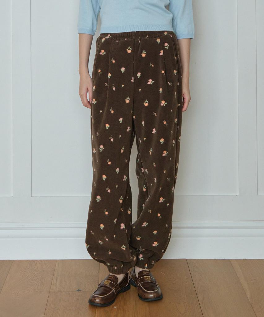TTUDEMENT Rose Fleece Pants_Brown