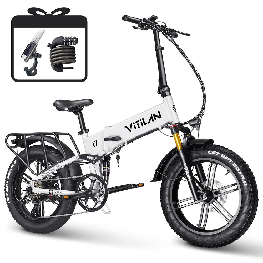 Electric Bicycle Vitilan 20" 750W Motor City Ebike 48V 20AH Max Range 7 Speed Load 150Kg Hydraulic Brakes I7 Pro