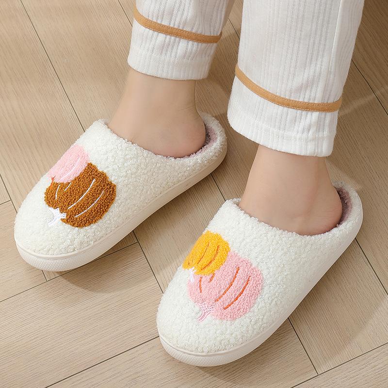 Fashion Fashion Women Slip On Platform House Slippers Casual Men Couples Christmas Printing Plus Size Shoes for Women Cotton Warm Shoes