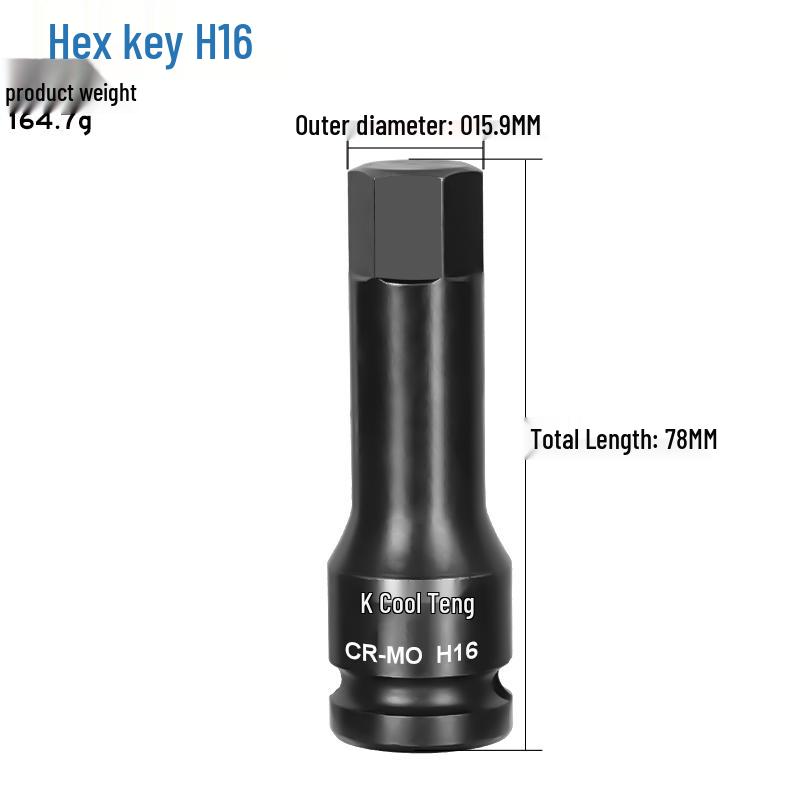 1/2 Large Air Gun Hex Screwdriver Socket Set - One-Piece Extended Pneumatic Bit Wrench