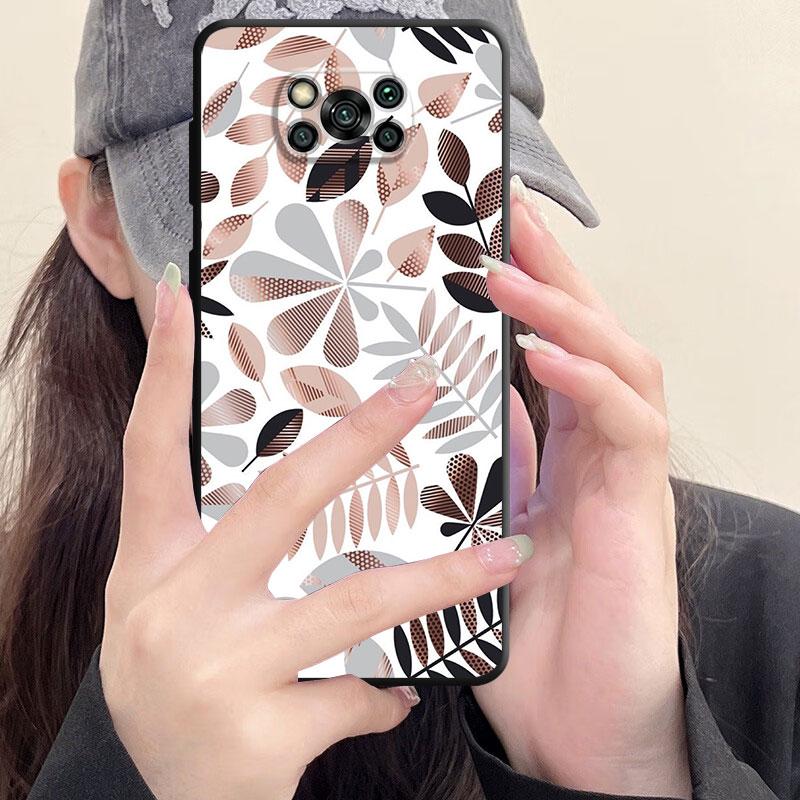 Black Soft Phone Case For Samsung Galaxy S20 S23 S21 Note 20 Ultra 10 Plus 8 9 S22 Note8 Luxury Flower Leaf Cover Funda