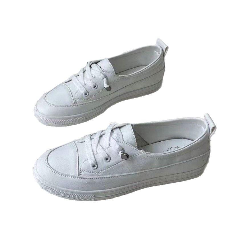 2025 new summer women's shoes versatile niche super fire platform canvas shoes women's casual two wear one pedal white shoes