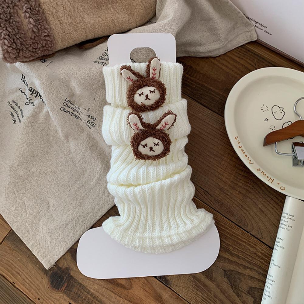 Y2K Horse Doll Leg Warmers Sweet Women's Stockings Rabbit Knit Bear Bow Leggings  Autumn