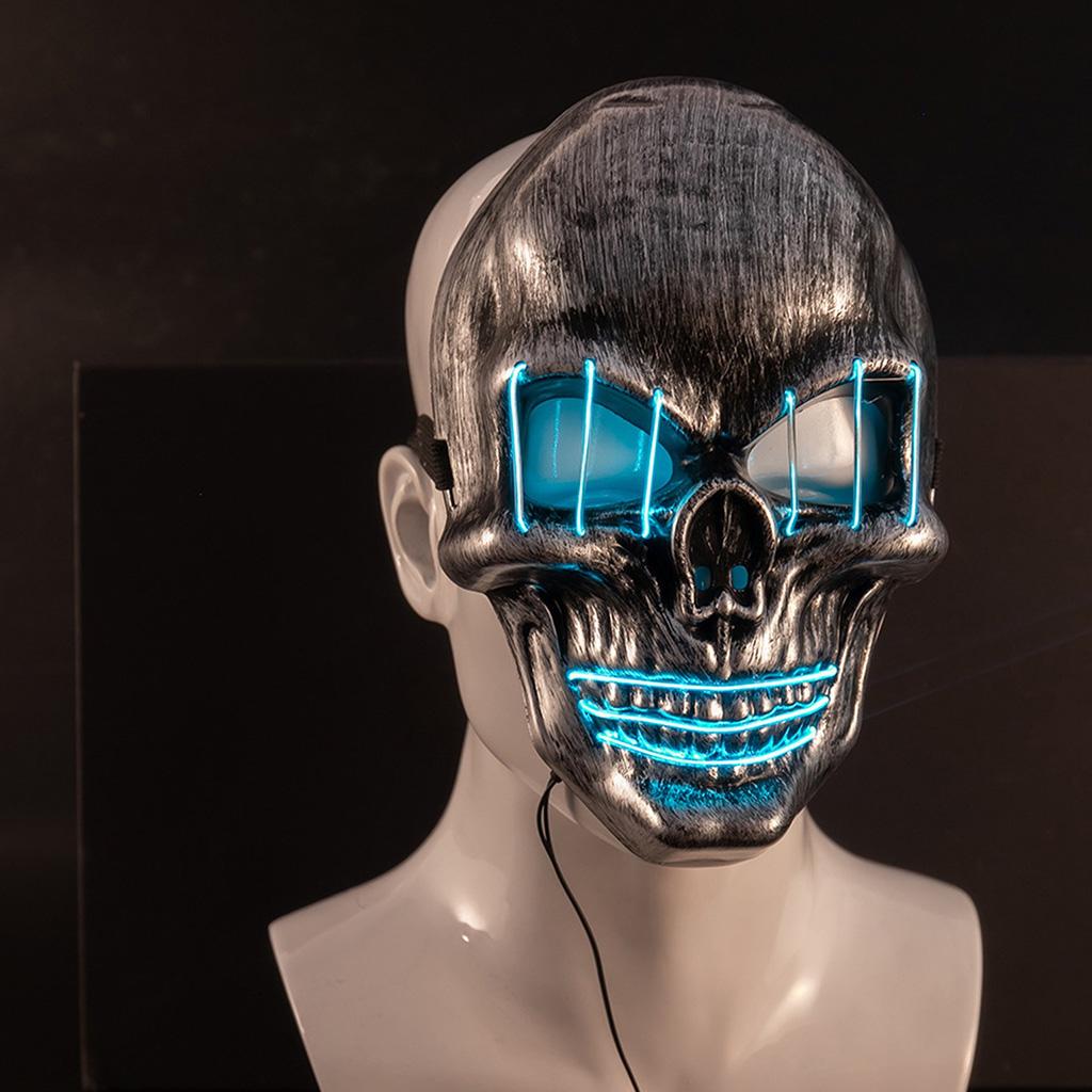 Skull Shape Cold Light Face Cover Glowing Halloween Mask Spoof Prank Toy Scary