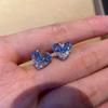 Light Luxury Blue Zircon Heart Stud Earrings - Sweet, High-End, Cool, Fashionable Ear Ornaments for Women