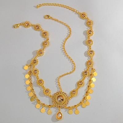 Indyjski łańcuszek na głowę dla kobiet arabski złoty kolor monety frędzel ślubny nakrycie głowy akcesoria ślubne