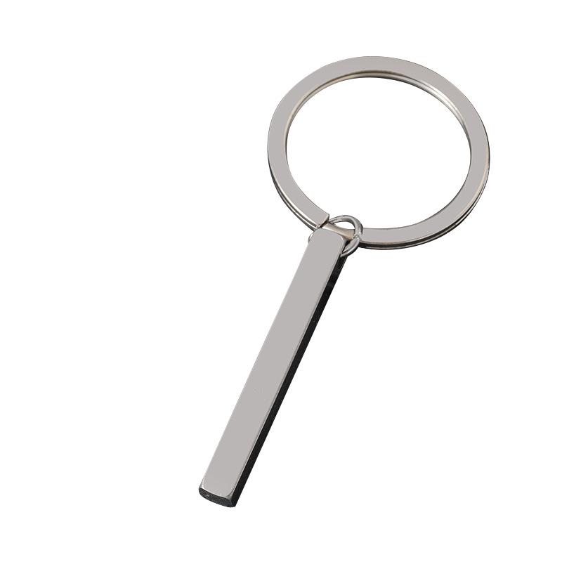 Laser-Printed Stainless Steel Cube Pillar Keychain Gift