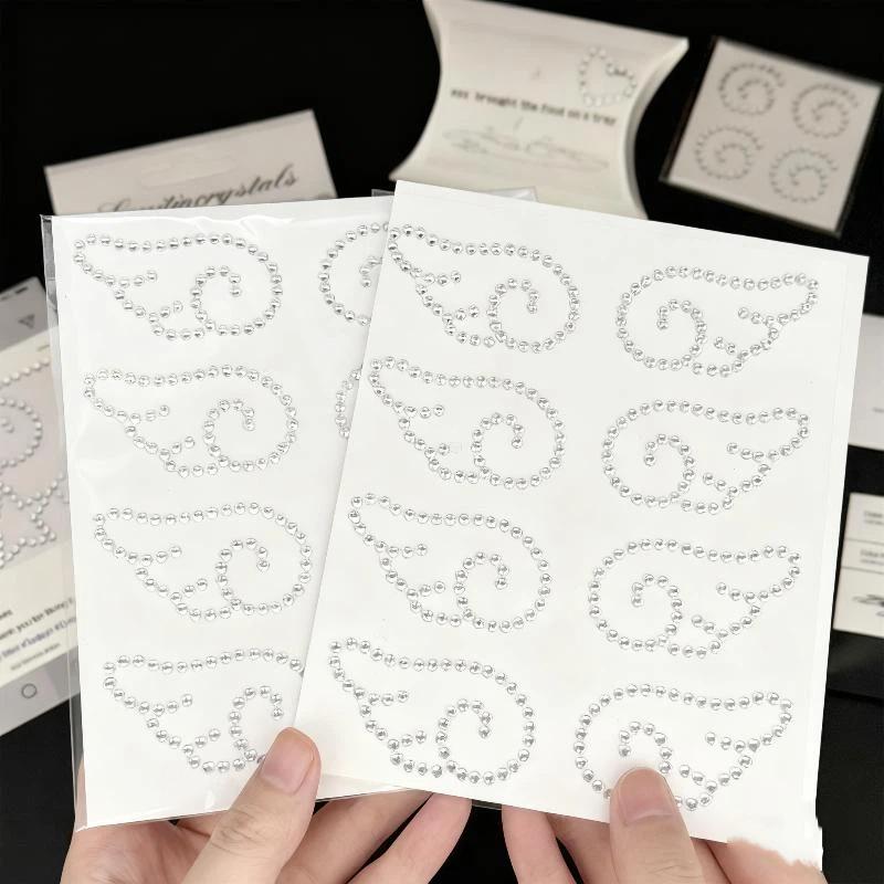 

8Pcs Angel Wings Crystal Stickers 3D Acrylic DIY Decor Self Adhesive Jewel Crafts Fish Cakes Sparkly Rhinestone Stickers Gifts Holiday Gift Novelty 8Pcs