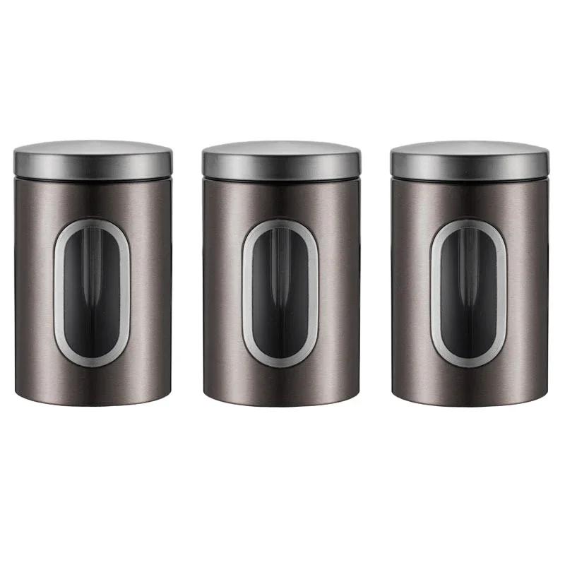 Te Kaffe Socker 3st/set Burkförvaring Kök Rostfria Behållare Köksförvaring Teburkar Nötter Snacks Förseglade
