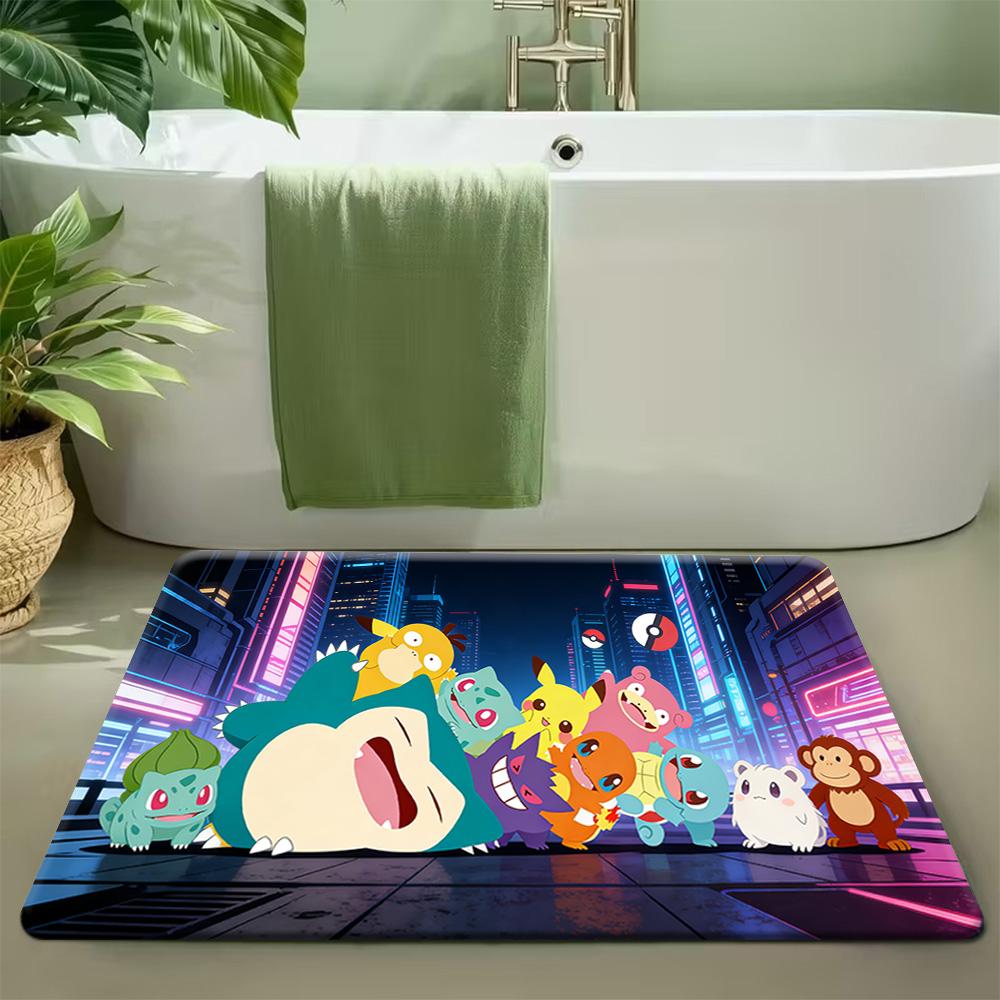 Pokemon Gengar Pikachu and Psychic Type Print Non-Slip Doormat Soft Floor Mat 40x60cm