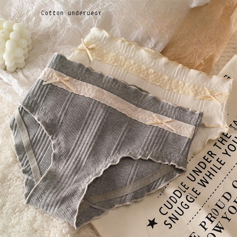 Pure Desire Girl Pure Cotton Antibacterial Crotch Underwear Women's Thin Design Mid Waist Briefs Comfortable Breathable Triangle Panties