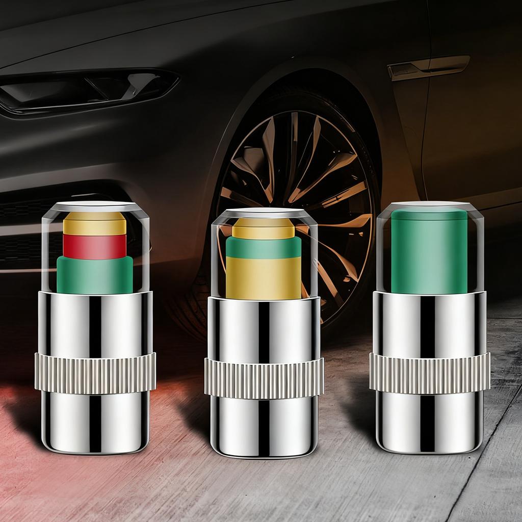 2.4Bar 36PSI Tire Pressure Monitoring Valve with 3-Color Eye Alert Tyre Valve Caps Pressure Monitor Indicator Fit for Most Cars