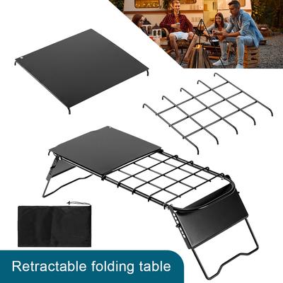 Mini Camping Table Adjustable Height Stove Rack Outdoor Retractable Mesh Mini Stove Stand for Outdoor Camping Picnic