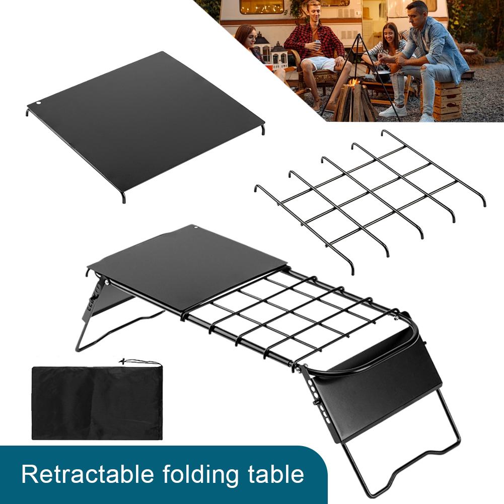 Mini Camping Table Adjustable Height Retractable Grid Table Outdoor Retractable Mesh Mini Stove Stand for Outdoor Camping Picnic
