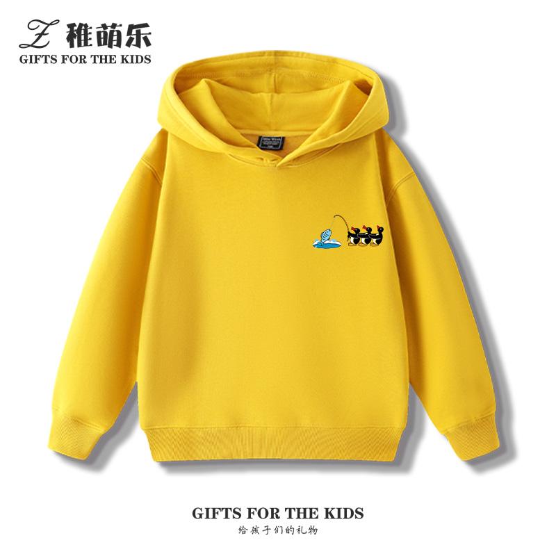 

Children s PINGU Penguin Family Print Hooded Sweatshirt Boys and Girls Autumn and Winter Plus Velvet All-match Casual Clothes 100