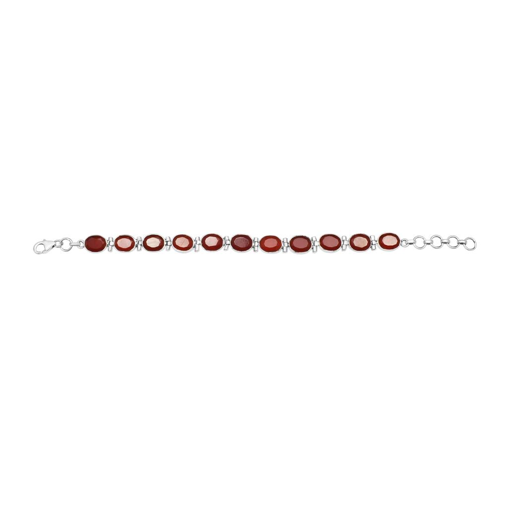 Natural Carnelian Gemstone Bracelet, 925 Sterling Silver, Handmade Jewelry, Adjustable Length, Gift for Mom, Easter Gift