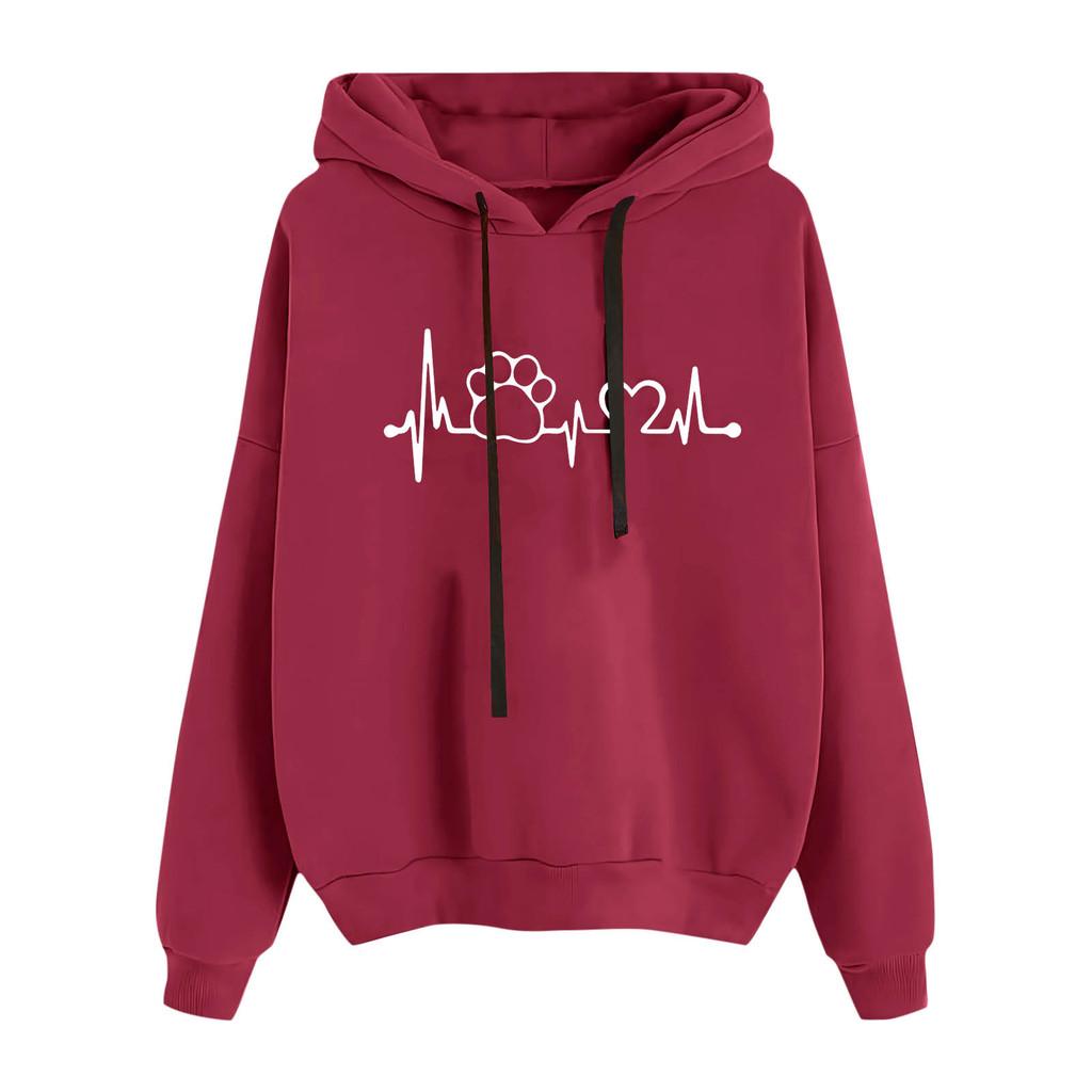 Cartoon Print Hoodie For Women With Polyester Thick Warmth For Winter Casual Wear