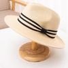 Women's Trendy Flat-Top Straw Beach Hat - Sun Protection for Outdoor Travel and Outings