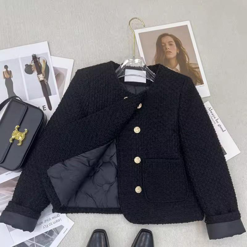 Damska pikowana kurtka puchowa w tweedowym stylu, pachnąca: Edycja Jesień/Zima