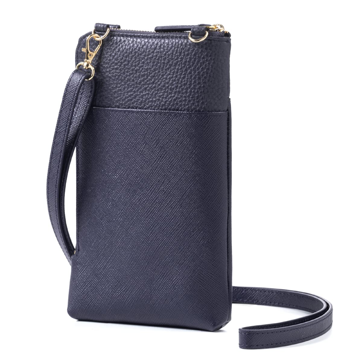 

Smartphone Genuine Simple [Corale] Pouch, Leather, Women s, L-shaped Zipper, Vertical, (Navy)