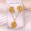 Polished Stainless Steel Vacuum Electroplated Elegant Fashion Earrings & Necklace Set