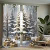 2pcs Elegant Golden Christmas Tree & Gift Pattern Curtains, Designed for Light Blocking, Premium Material, Suitable for Christma