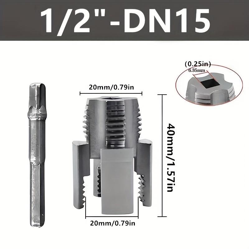 2pcs Metal PPR Water Pipe Thread Repair Tools - Integrated Wire Opener for Inner & Outer Holes, Electric Drill Type, 1/2" - DN15, 3/4" - DN20 Sizes