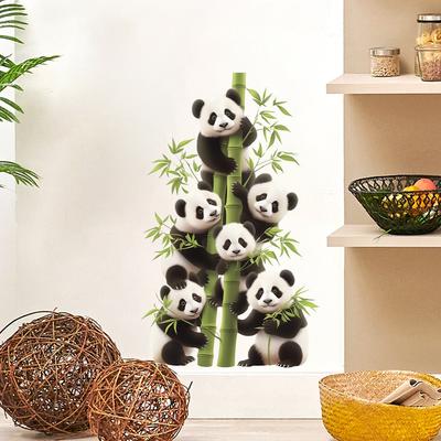 Roztomilá panda s bambusem Samolepky na zeď pro domácí dekoraci Obývací pokoj Ložnice Samolepky na zeď
