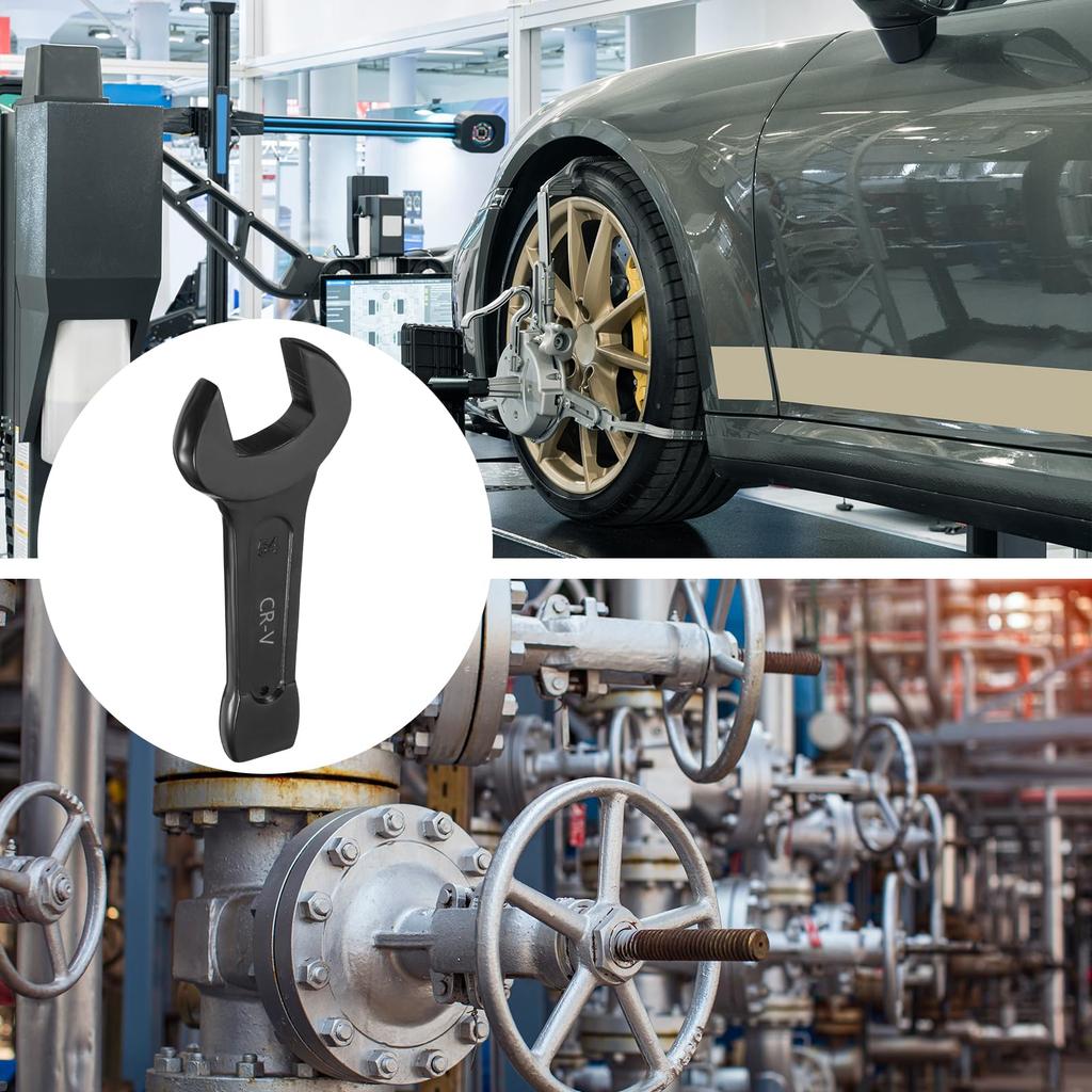 Uxcell Striking Wrench 54mm Metric Steel Single Open Spanner Baking Paint Wrench Hand Tool for Machinery and Automotive Repair Open-End CR-V U-Head