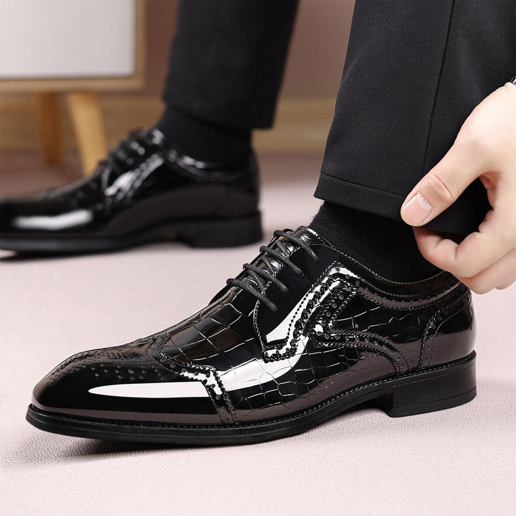 Men's British-Style Casual Business Office Dress Leather Shoes Wedding Groom's Shoes Comfortable Breathable