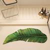 Luxury Tropical Leaf U-Shaped Bath Mat - Non-Slip, Quick-Dry Polyester Mat In Vibrant Green with Realistic Texture - Perfect for Bathroom