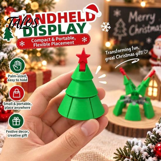 Christmas Tree Fidget Toy Toy, 3D Printed Flexible Sensory Decompression Transformation Portable Stress Toys Figurine for Desk Decor, Relief Gift Kids