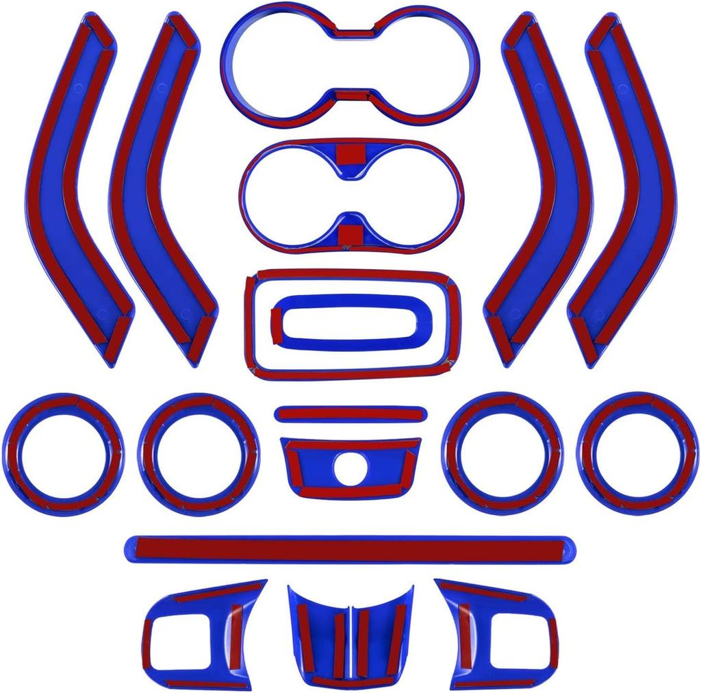 Red/Blue/Black Car Interior Decor Trim Kits For Jeep For Wrangler JK JKU 4 Door 11 17 Enhance Aesthetics And Easy Installation