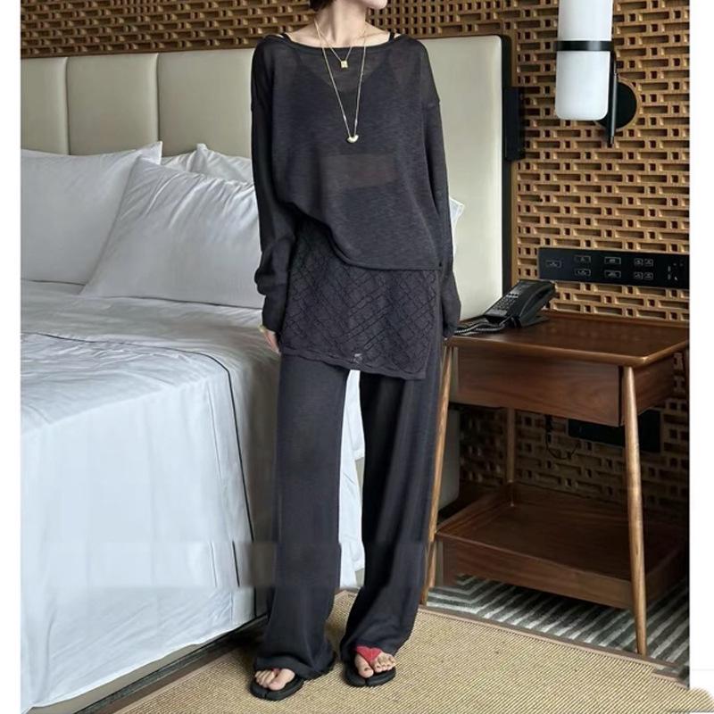 

2026 Spring Korean Style Gentle Knit Top & Casual Long Pants Two-Piece Set Medium